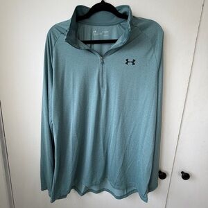 Under Armour HeatGear Quarter Zip Pullover – XL Loose Fit – Teal Green Top